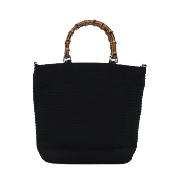 GUCCI Bamboo Hand Bag Canvas Black 002 1998 0441 Auth ep4202 - Picture 2 of 16
